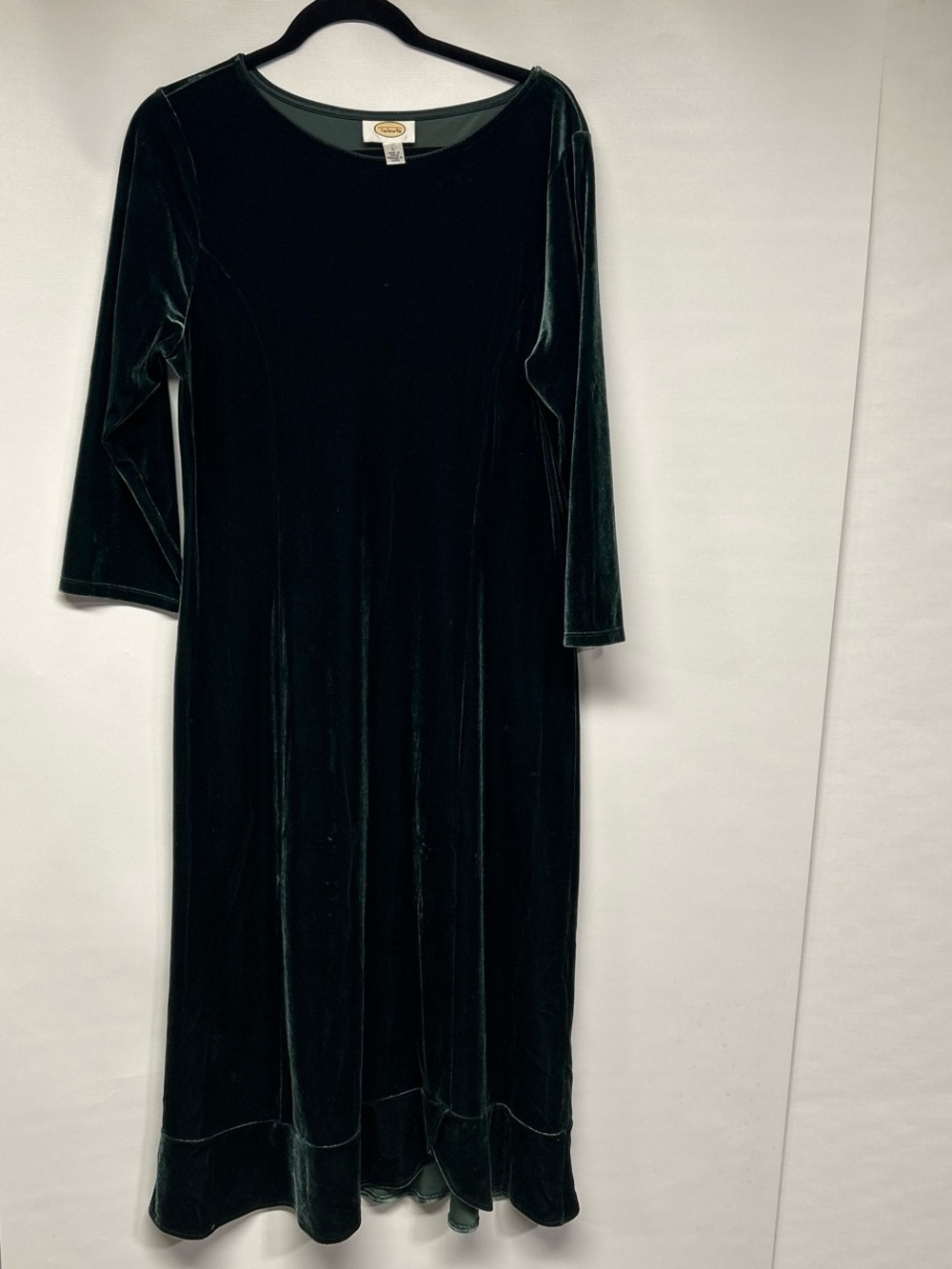 Talbots Forest Green Velvet Long Sleeve Midi Dress